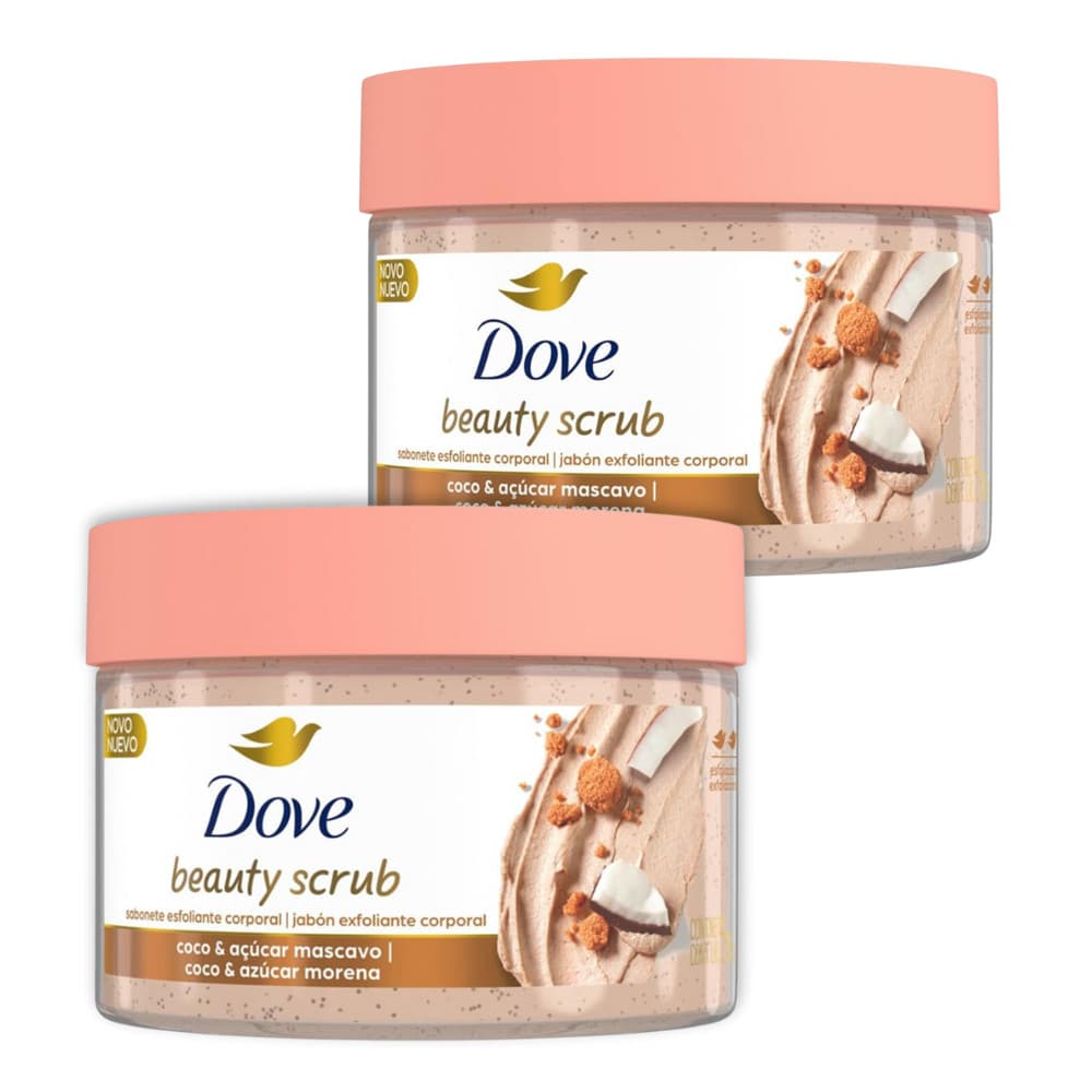 2 Uni Esfoliante Dove Beauty Scrub Coco e Açúcar Mascavo 280g