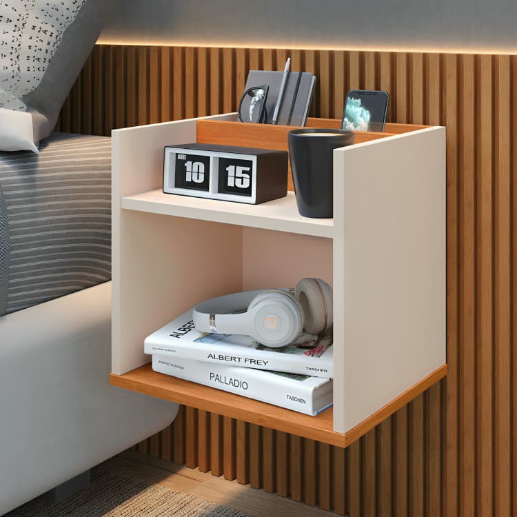 Mesa De Cabeceira Suspensa Madri Lateral Cama Box Divisória Mudo Nicho Retro Quarto