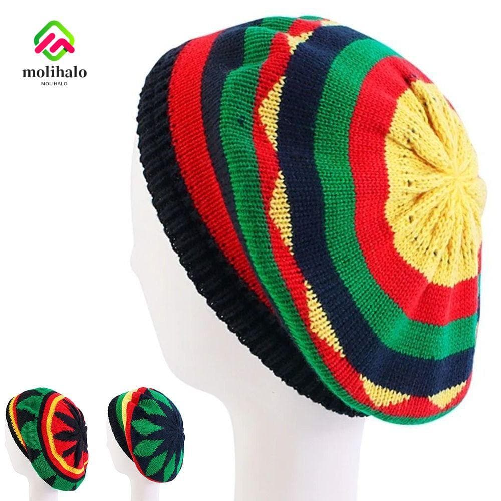 Gorro De Malha Solto MOLIHALO , Chapéu De Arco-Íris Tricotado De Lã Macia , Quente Jamaicano Reggae Skullcap