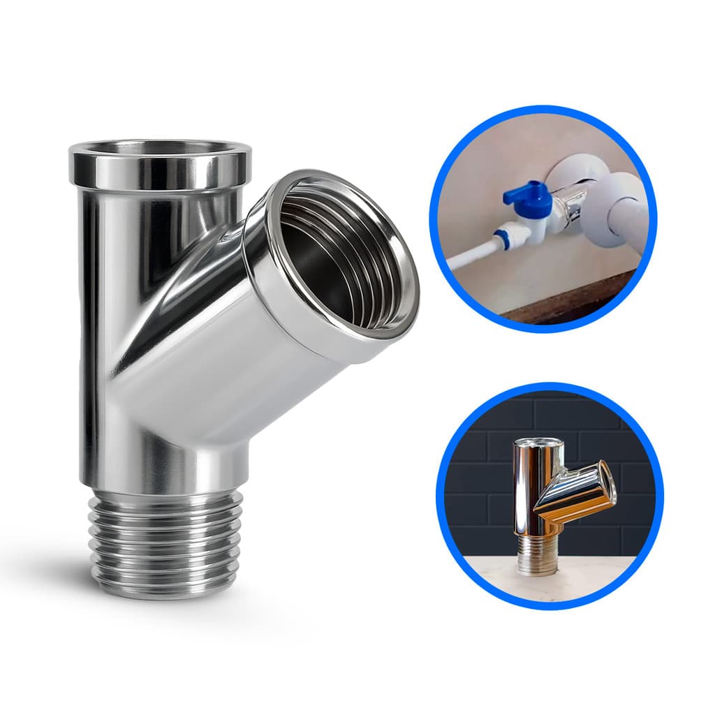 Junção Adaptador Y 1/2" Metal Cromado Para Torneira, Filtro E Ducha Higiênica Conector Ponto De Água