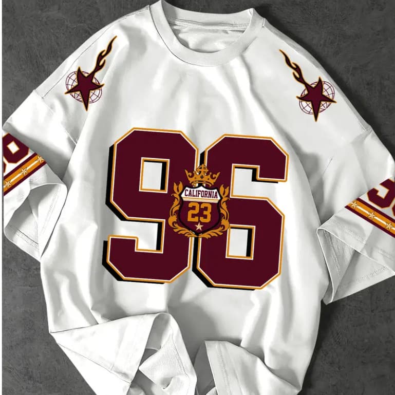 Camiseta 23 California 96 College Jersey Americana 100% Algodão Estilo Street Gringo