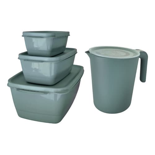 Kit 03 Potes Mantimento Multiuso Retangulare + Jarra