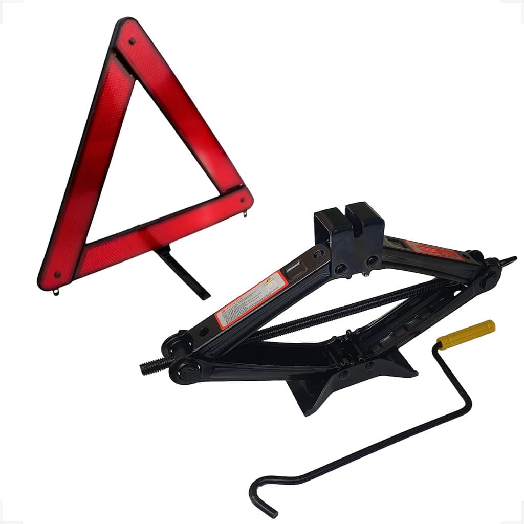 Kit 01 Macaco 2 Ton + 01 Triangulo Sinalizaçao Veicular