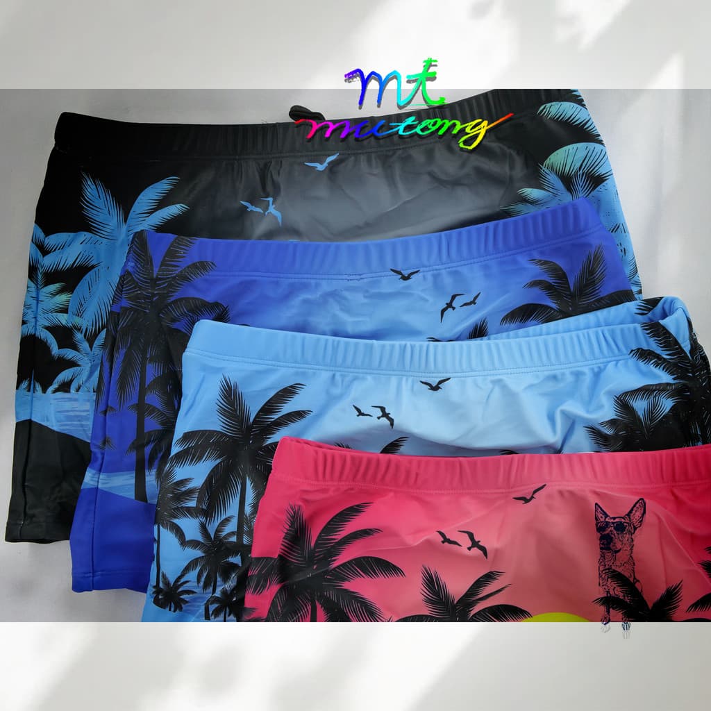1-2 sunga box masculino com estampa de coqueiro , moda verão, com cordão, casual, natação,praia/4006