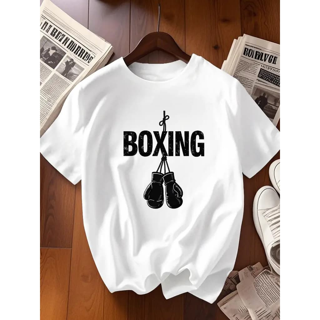Camiseta Masculina Boxe Luvas Básica Oversized 100% Algodão