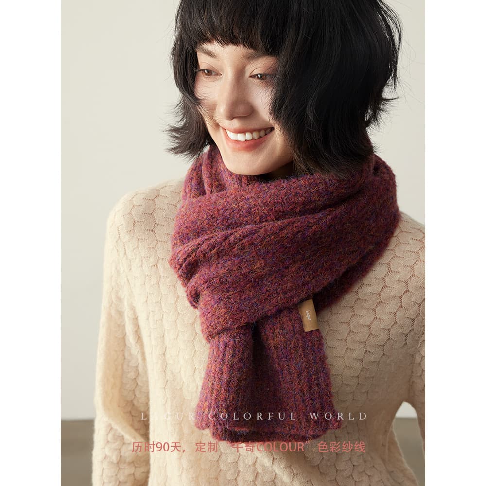 < Qianqi COLOR} Qianqi World Grosso Lenço de Gaze Colorido Manter Quente Feminino Babador de Inverno All-Match 2025 Novo