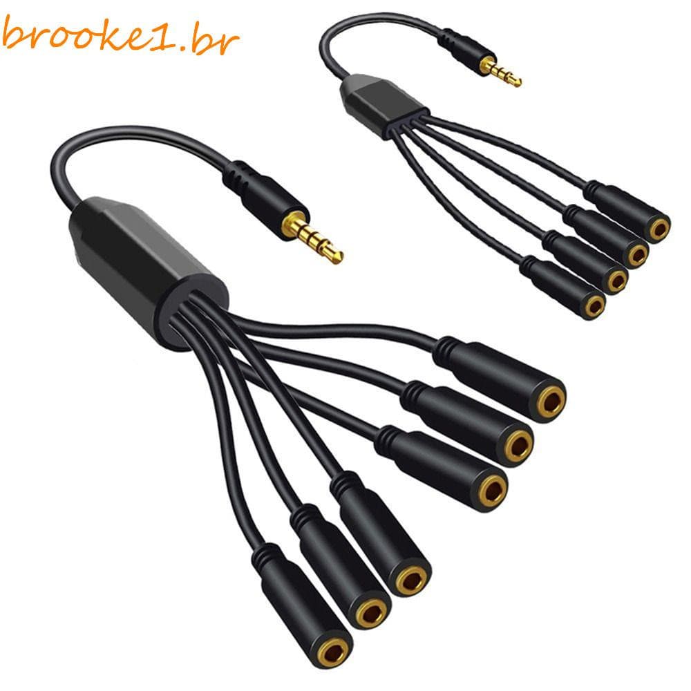 BROOKE1 Cabo Divisor De 3.5 Mm Jack Fêmea 1/8 " Macho Para 3/4/5/6 TRRS Adaptador De Áudio