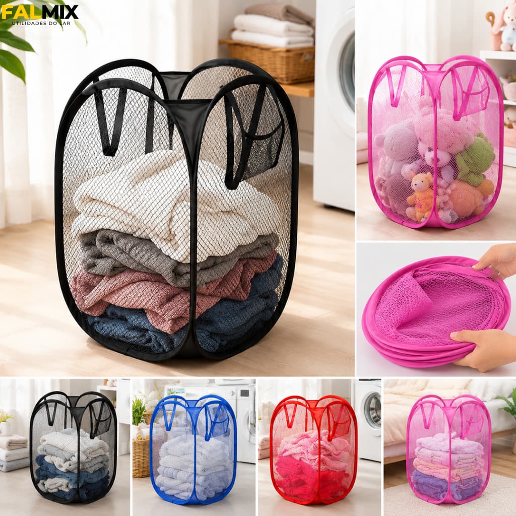 Cesto De Roupa Grande 40x70Cm Caixa Cesto Dobrável Para Roupas E Brinquedos Infantil Casa Organizado