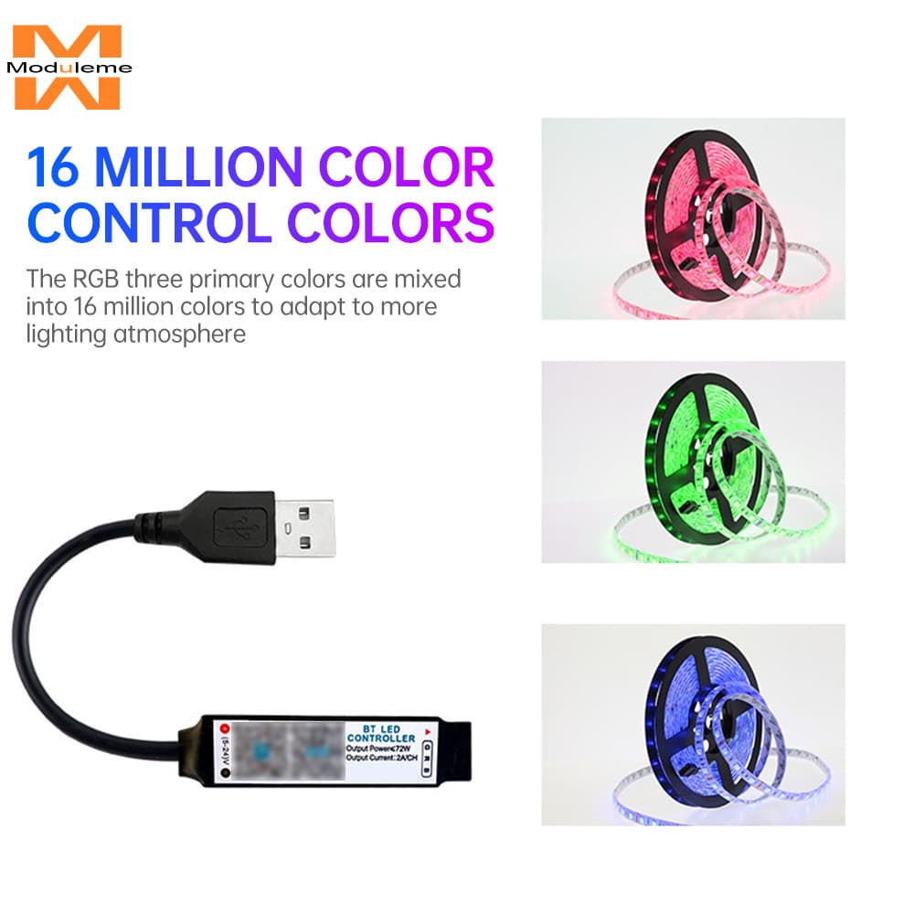 DC5-24V Colorido RGB Strip Light Controlador Inteligente BT APP Controle LED De Escurecimento Tipo DC/USB