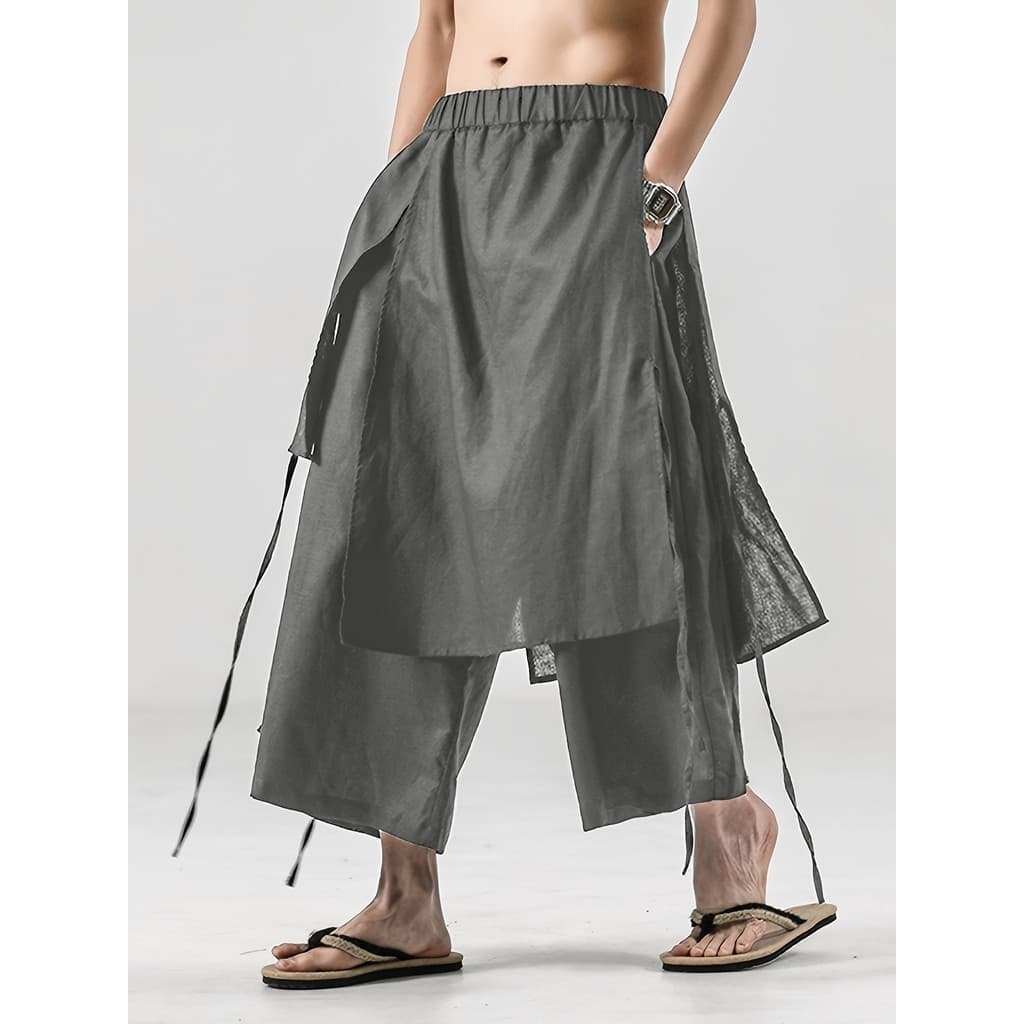 Calças Jogger Masculinas de Perna Larga com Cintura Elástica - Calças Soltas de Cor Sólida, Estilo Streetwear de Perna L