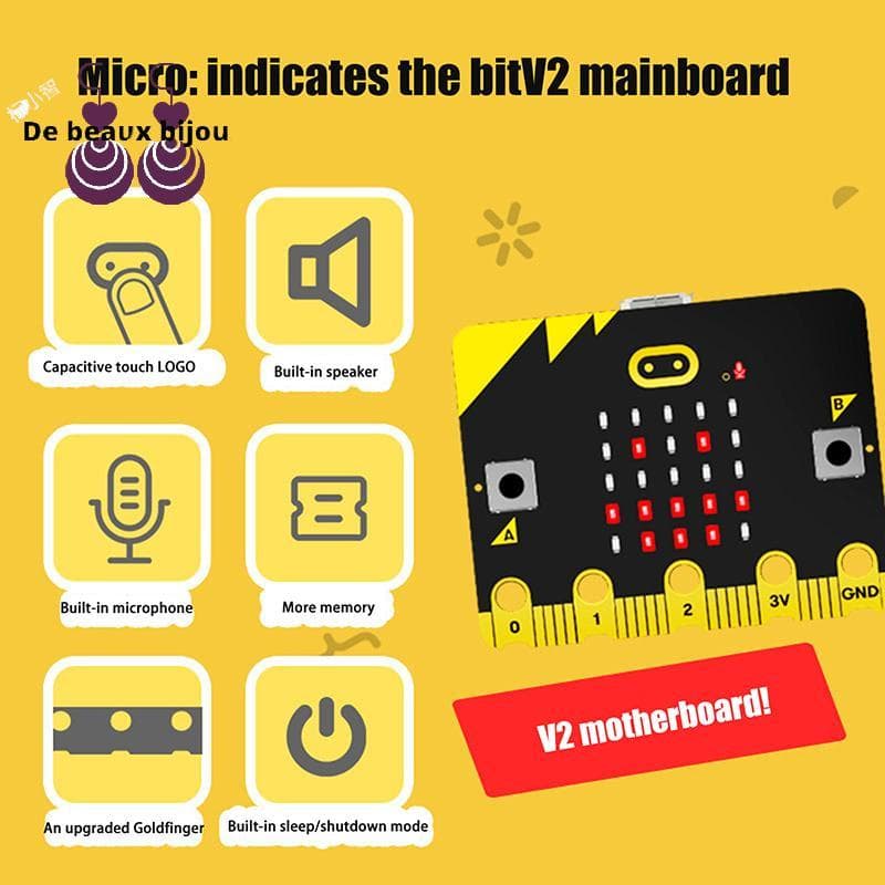 Bom Micro:bit V2 Micro Bit Go Edition BBC Microbit Para Crianças Placa De Desenvolvimento DIY V2.0Board Bem