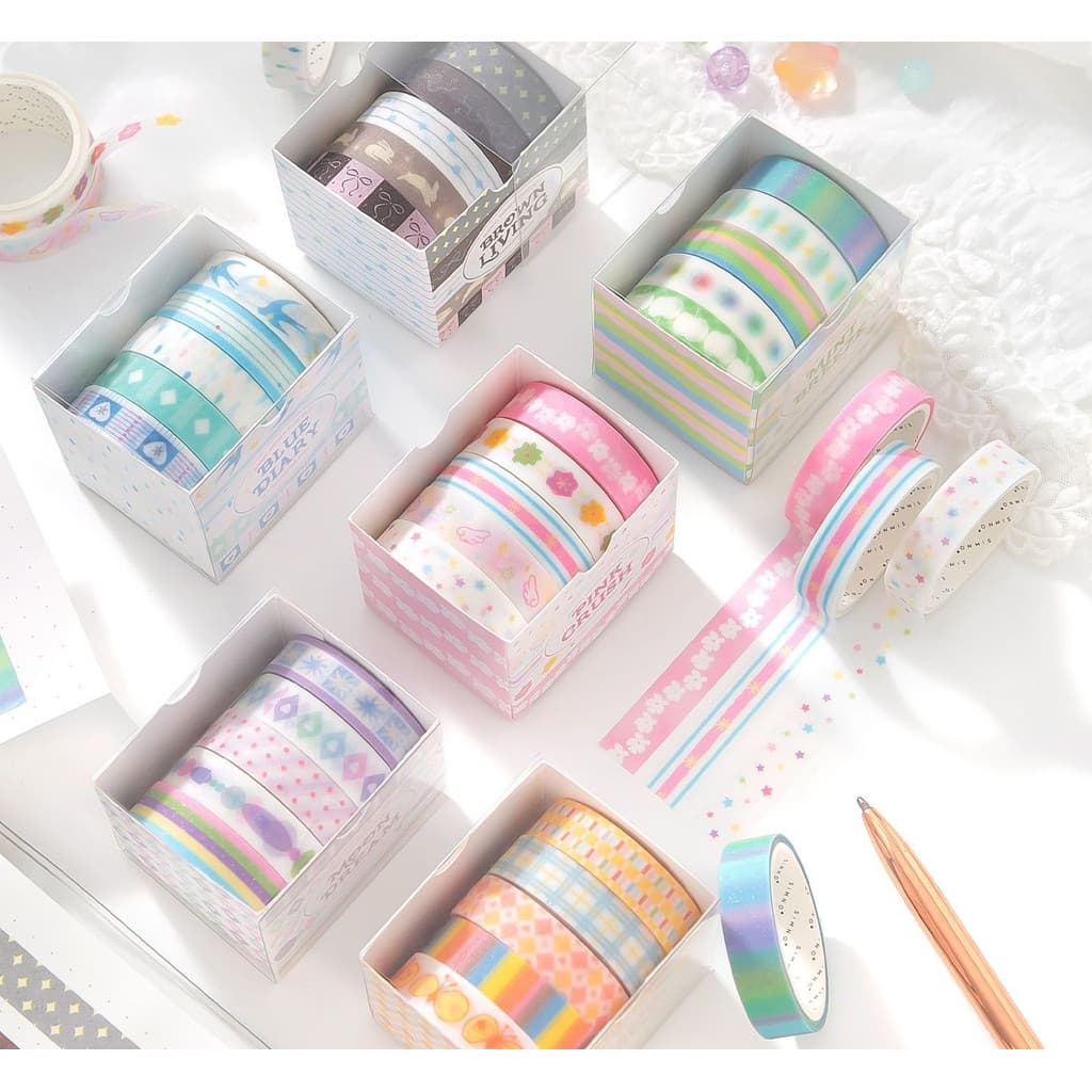 Conjunto de fita Washi Fantasia de gelo japonês bonito menina coração artesanal diy manual decoração Material de fundo f