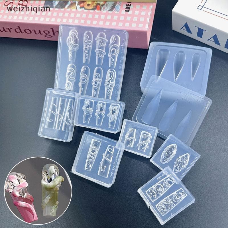 [T & B] Mini Cobra De Desenho Animado , Molde De Silicone Para Unhas , Estampagem De Decorações Estereoscópicas , Design