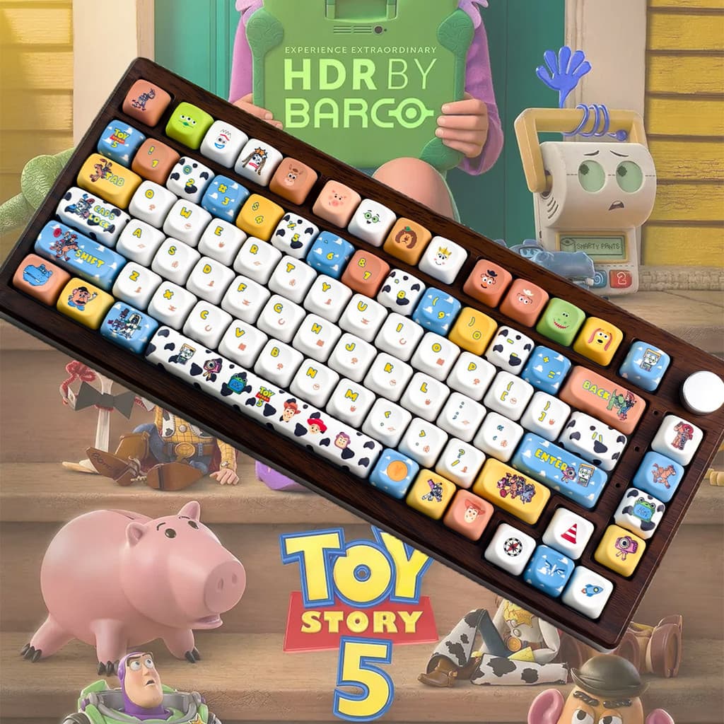 EN/TH/Krmaimooo Toy Story 5 Keycap MOA/Cherry Profile 120 Teclas PBT Sublimação De Tinta Aula F75 Disney Cartoon Keycaps