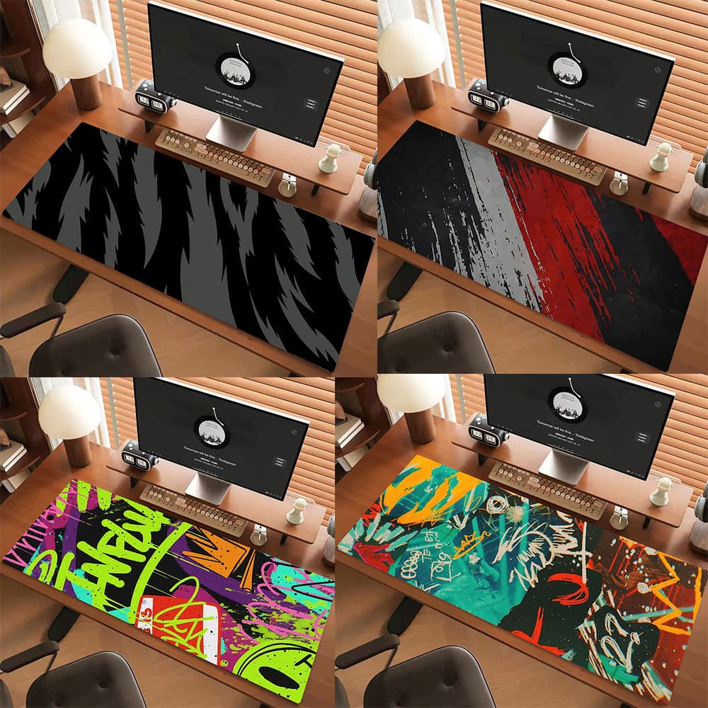 Tapete De Rato Antiderrapante De 80 Polegadas30 cm Mesa Grande Longo Para Computador GRAFFITI Preto