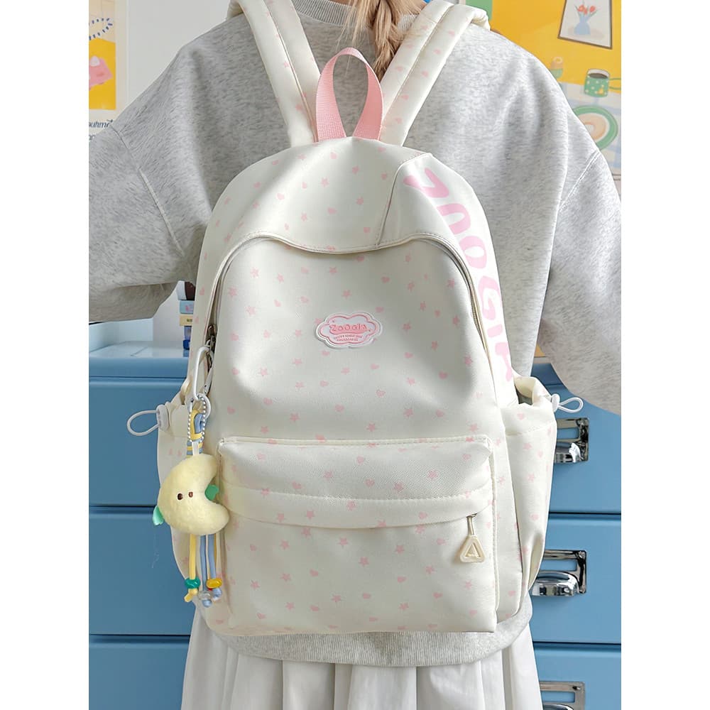 Novo estilo menina estilo bolinhas mochila de alta aparência masculino feminino estudante grande capacidade à prova dwat