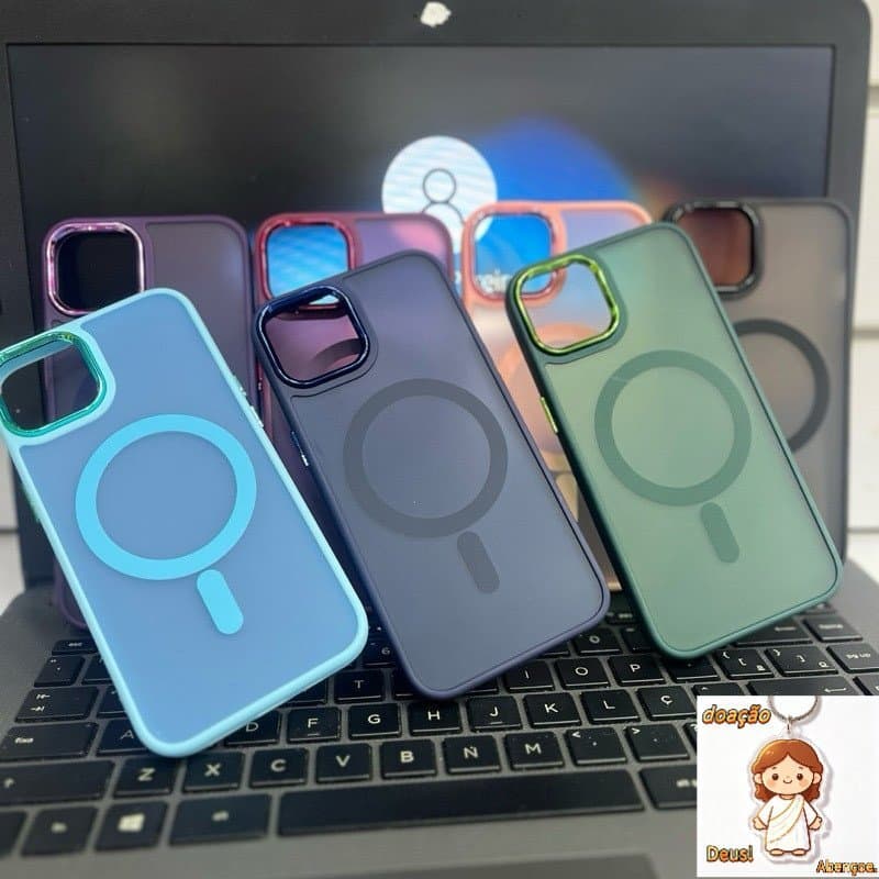SPACE Capa Magnética Sem Fio Transparente Fosca Para iPhone 15 14 13 12 11 Pro Max14 Plus Traseira Rígida De Silicone