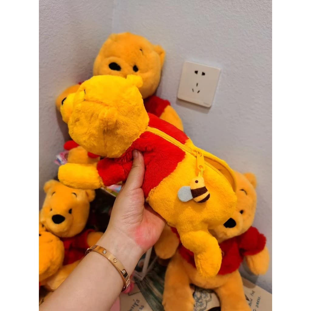 Pequeno livro vermelho dos desenhos animados mesmo estilo pooh pooh grande capacidade lápis caso menina coração pelúcia