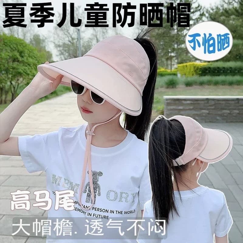 Crianças chapéu meninas aba grande guarda-sol chapéu de sol meninas verão proteção ultravioleta viagem vazio topo chapéu