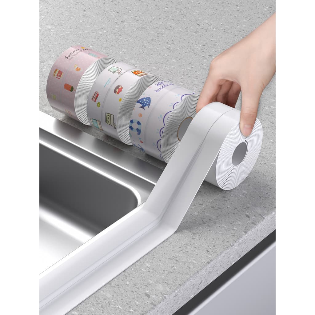 Pia da cozinha costura adesivo banheiro toalete lavagem legumes fita à prova dwaterproof água adesivo canto tira de veda