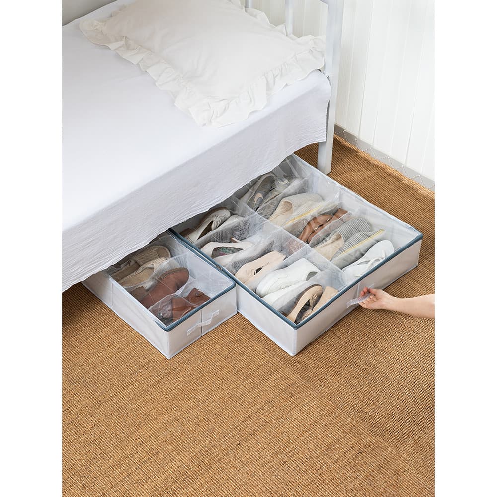 Caixa de armazenamento para sapatos, economiza espaço, sola de cama, transparente, armário de sapatos doméstico, caixa d