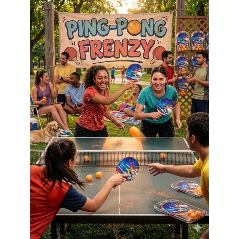 KIT PING PONG TÊNIS DE MESA COMPLETO COM 2 RAQUETES E 3 BOLINHAS