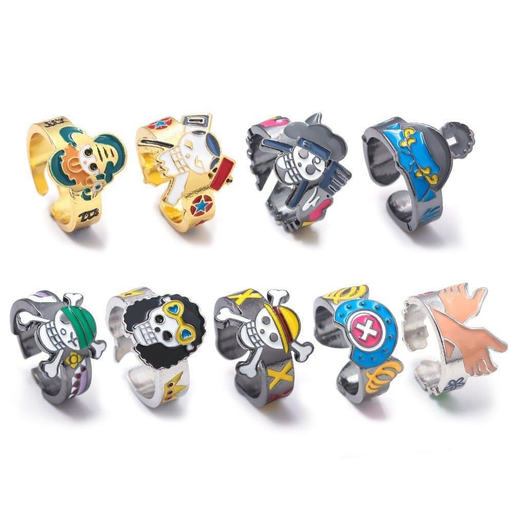 Anime One Piece Anel Chapéu De Palha Piratas Luffy Cos Abertura Ajustável Ventilador Presente Joias