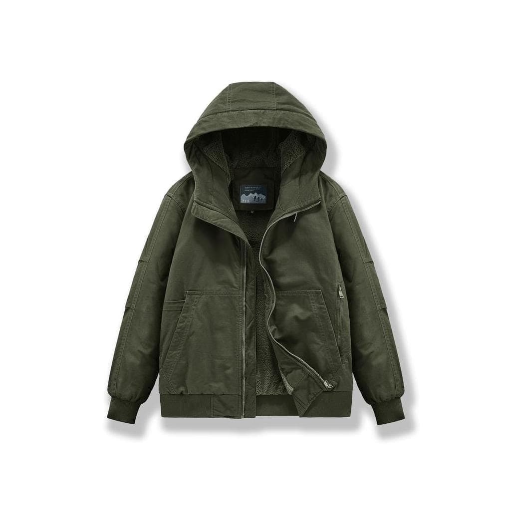 Americano Retro masculino Workwear solto Casual curto puro algodão jaqueta casaco forro de lã grosso casaco de algodão i