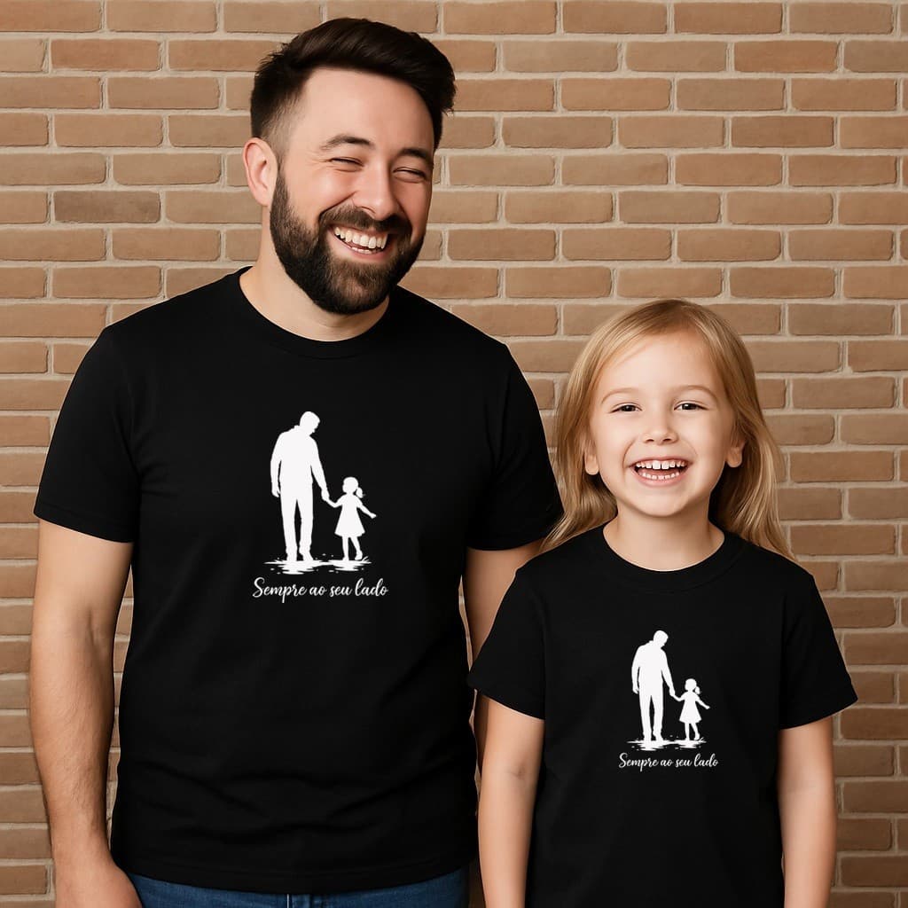 Kit 2 Camisetas Dia dos Pais e Filha Homenagem Estampada Sempre Ao Seu lado Filha Única Feminina Premium Envio Imediato