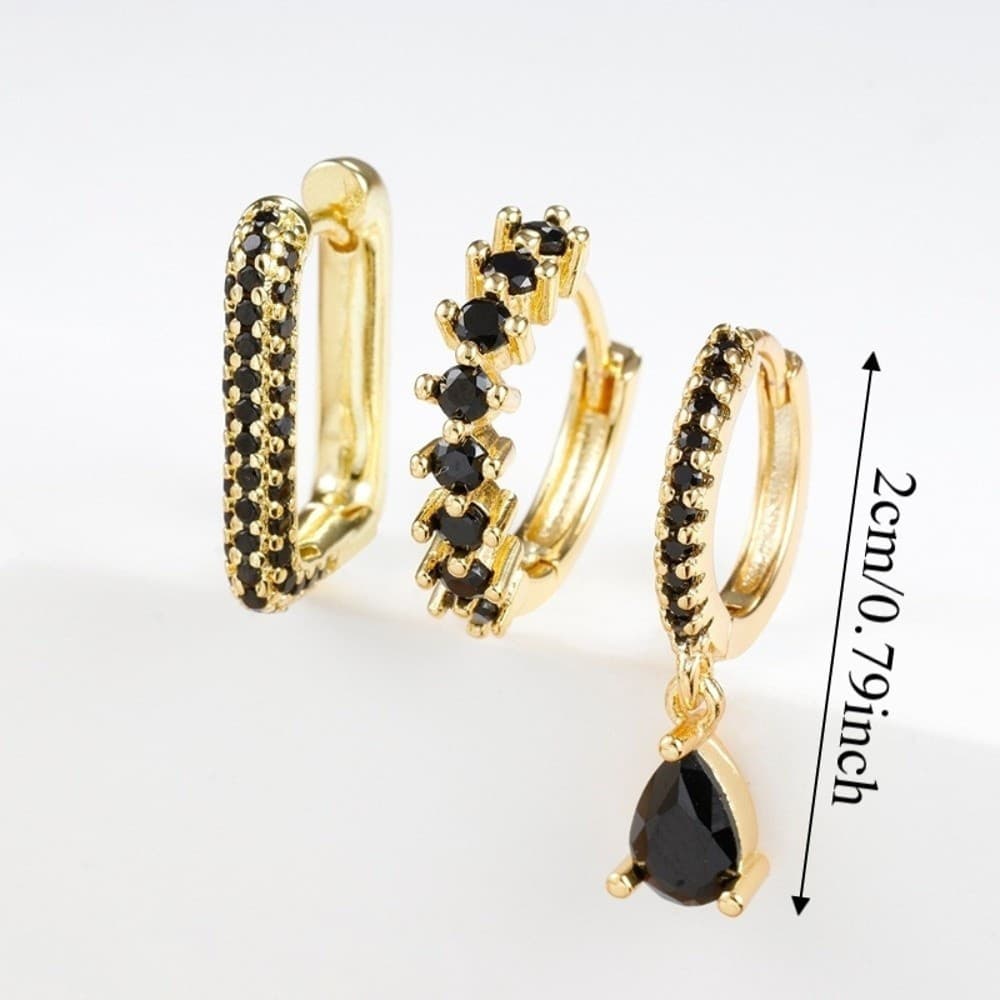 AHMEDTXB 3 Unidades/Conjunto Brincos Huggie , De Argola Redondos De Aço Inoxidável , Minimalistas