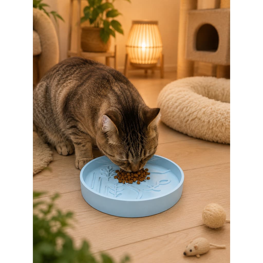 Comedouro Lento para Gatos Antivoracidade | Alimentação Saudável | Prato Interativo Anti Engasgo | 16x16x3cm
