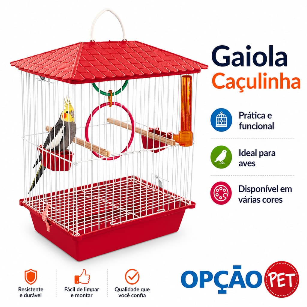 GAIOLA CACULINHA VERMELHA - OPÇÃO PET