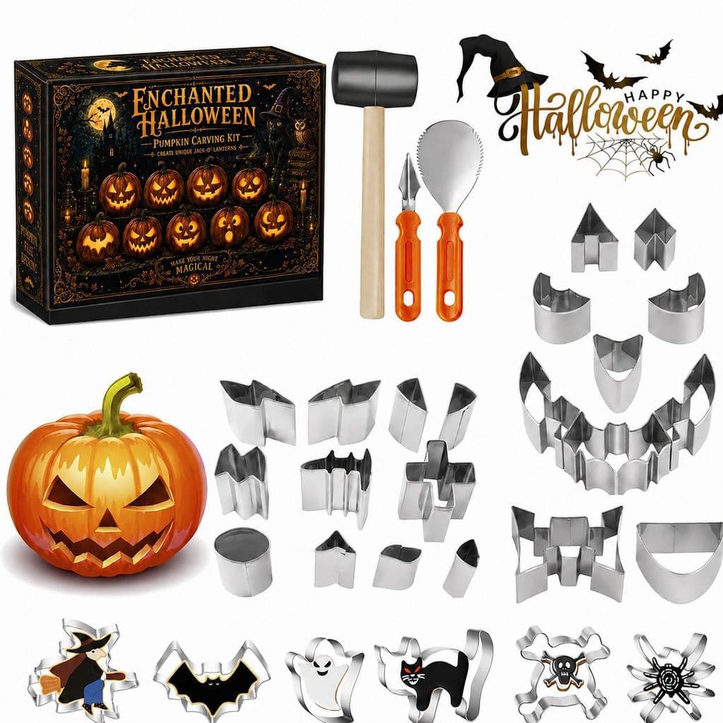 Conjunto de escultura de abóbora de Halloween criativo lanterna de abóbora ferramenta de escultura molde de biscoito de