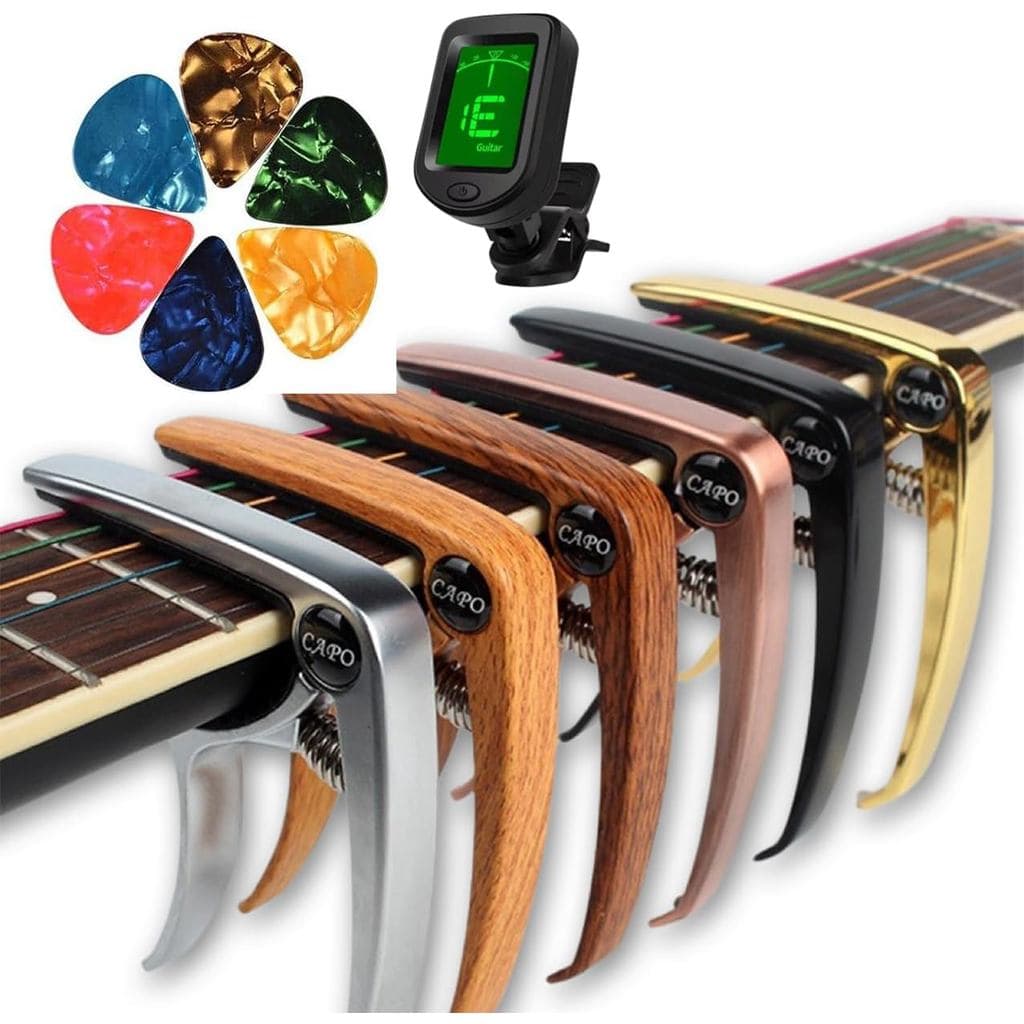Capotraste profissional para guitarra com afinador, palheta para guitarra, afinador para guitarra acústica e elétrica (v