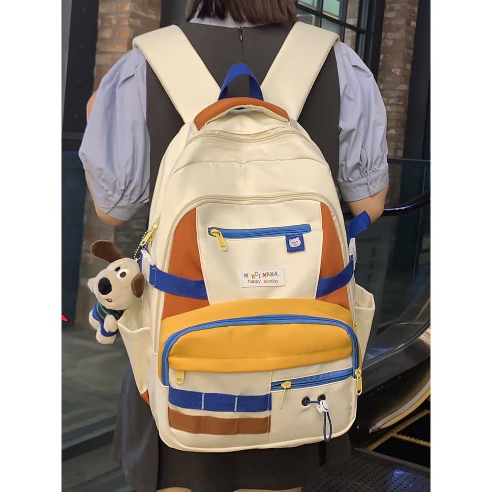 Mochila feminina estudantes do ensino fundamental bonito contraste cor japonês júnior estudantes do ensino médio mochila