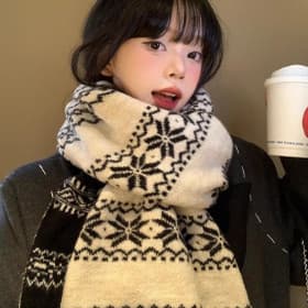 Lenço de malha dupla face feminino outono inverno estilo coreano atmosfera engrossado quente High-End à prova de vento c