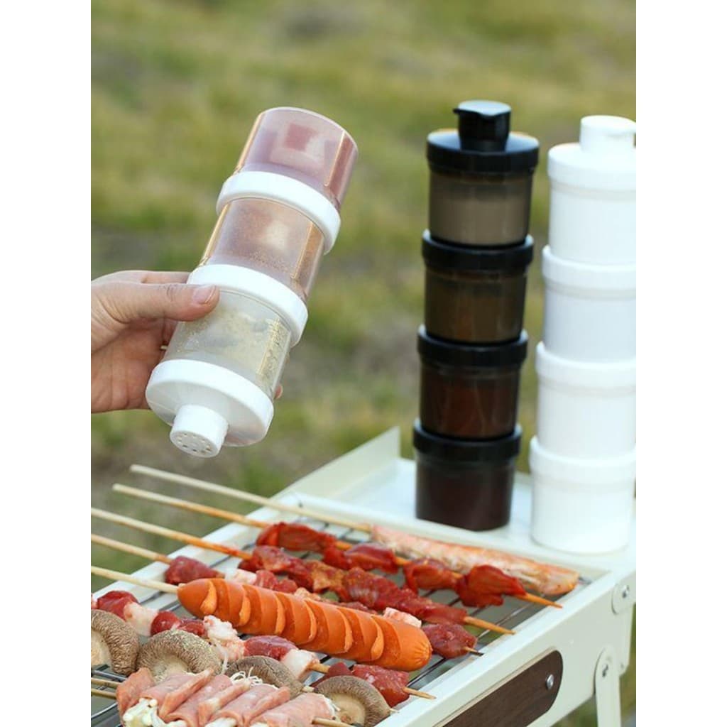 Conjunto de caixa de tempero ao ar livre portátil acampamento piquenique Jar selado pote de óleo piquenique churrasco te