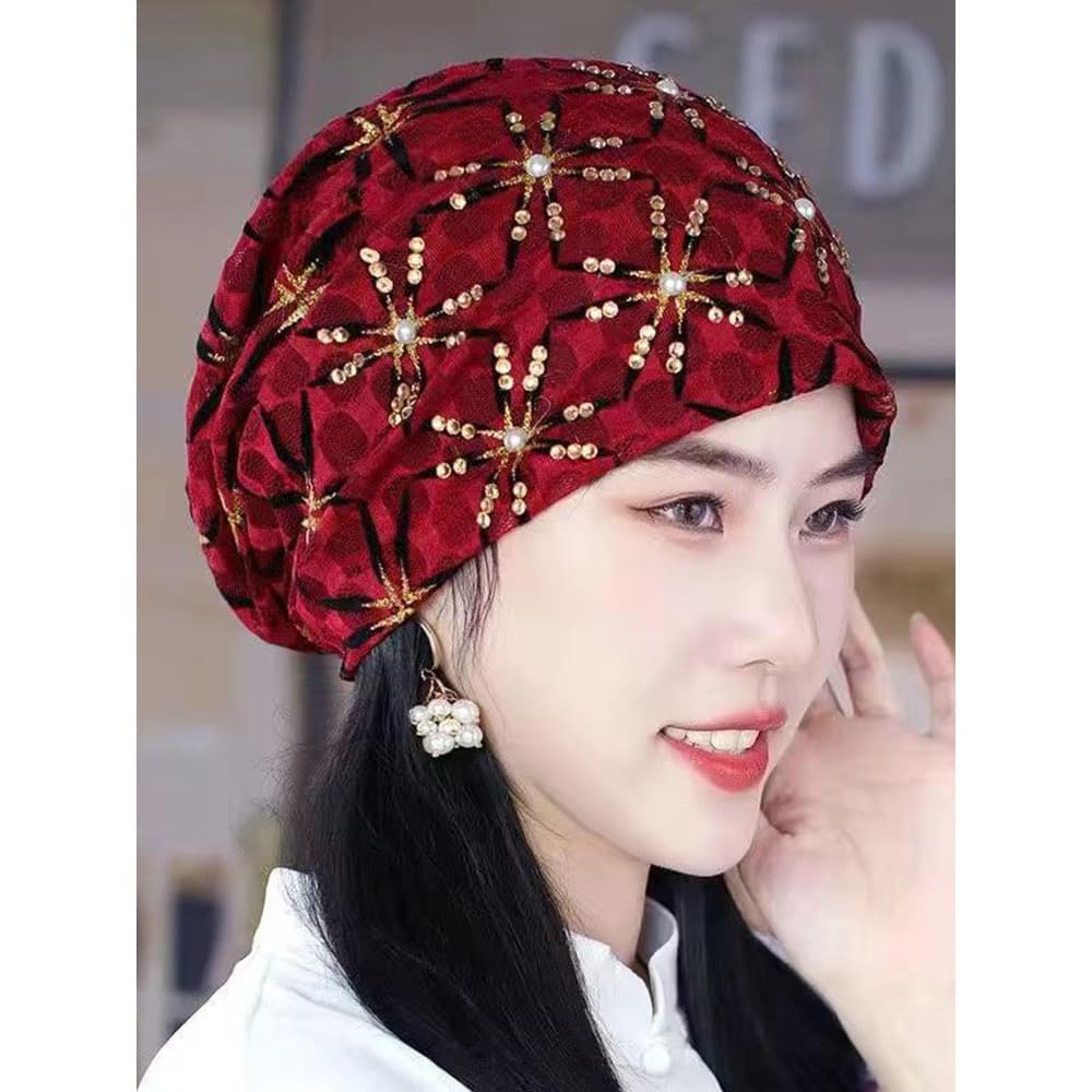 Outono fino pilha boné de ar condicionado novo estilo moda All-Match moda lenço boné cabeça capa de cabelo branco chapéu