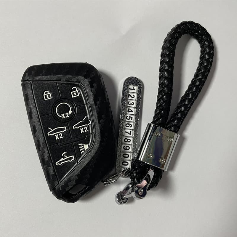 Adequado para corvette C8 chave capa corvette chaveiro saco protetor Silicone padrão de fibra carbono chave escudo