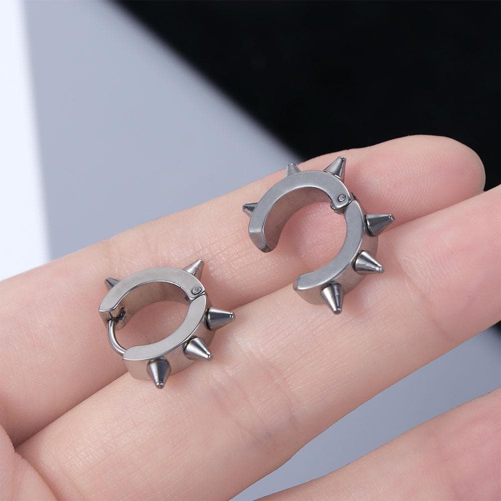 Punk Rebites Clipe De Orelha Pico Sem Piercing Redondo Brincos De Argola Retro Earcuffs Moda