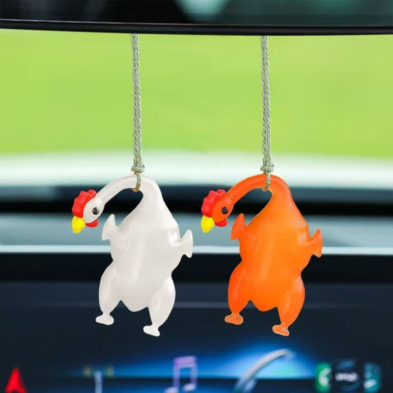 Pingente de frango assado que muda de cor, chaveiro criativo para carro, acessório de decoração interior fofo.