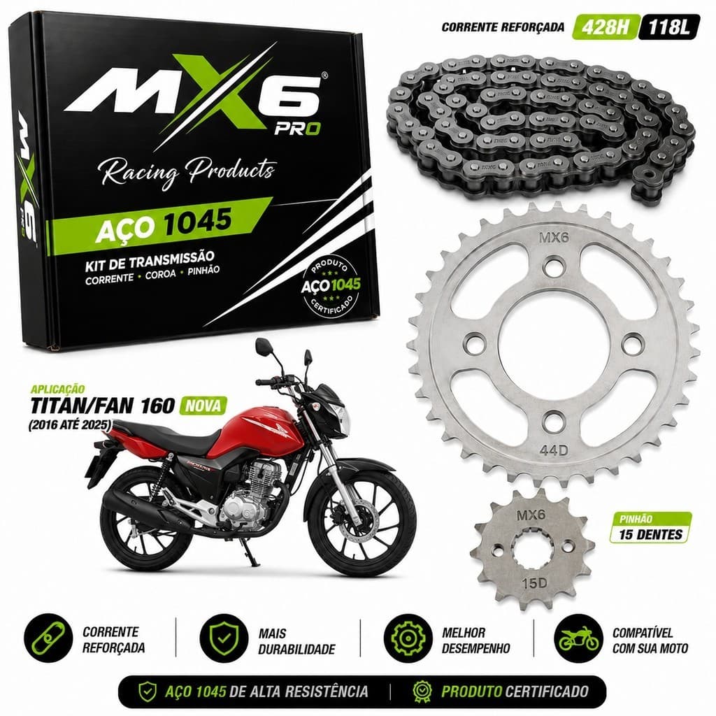 Kit Transm Titan160 44d/15d/428hx118l