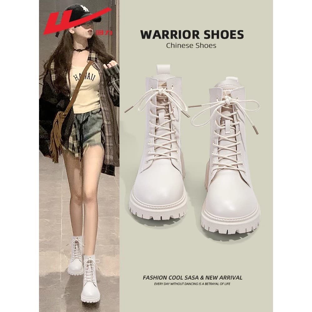 Pull Back Martin botas femininas All-Match botas curtas brancas 2026 novo estilo sapatos femininos primavera outono esti