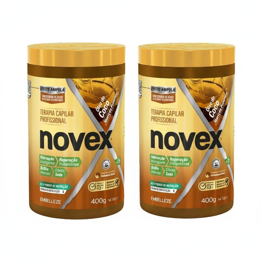 Kit 2 Cremes de Tratamento Novex Óleo de Coco 400g Embelleze Hidratação Capilar