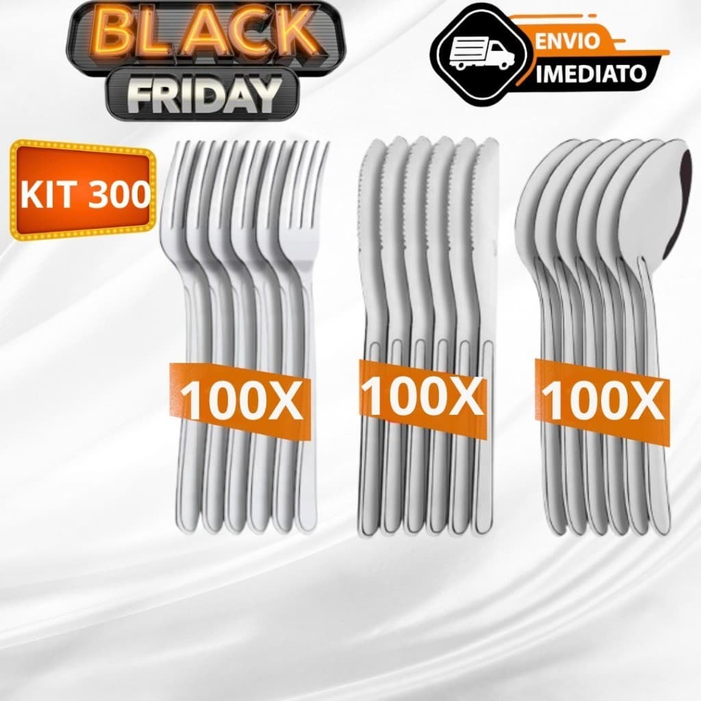 Kit 300 Talheres 100 Garfos 100 Facas e 100 Colheres Em Aço Inox Alta Qualidade Para Restaurantes. Envio rápido.