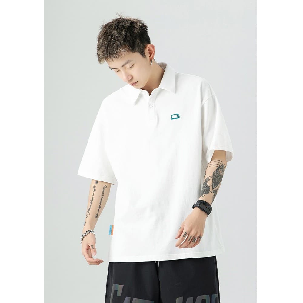 Camisa Polo verão novo estilo topo simples All-Match camiseta solta puro algodão manga curta lapela Plus Size masculino