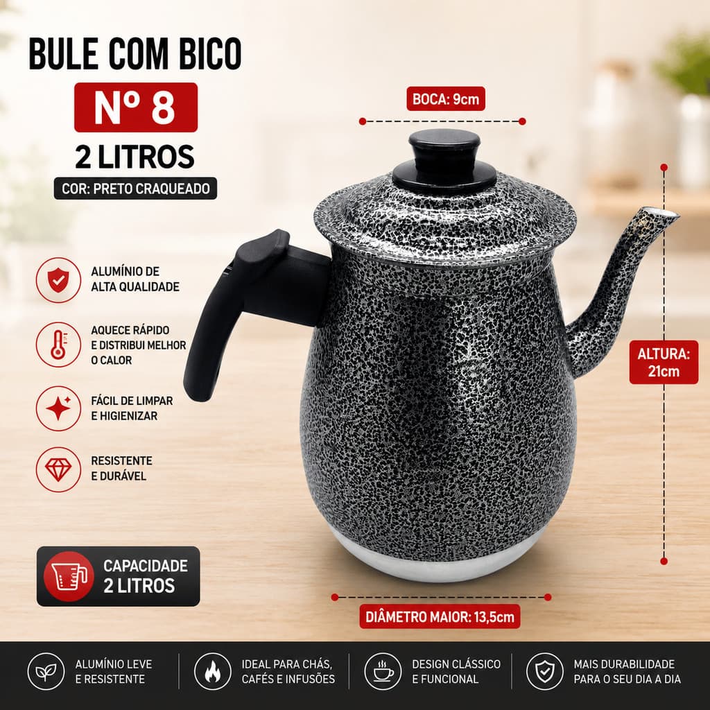 Bule Fervedor 2 Litros Cafe Chá N°8