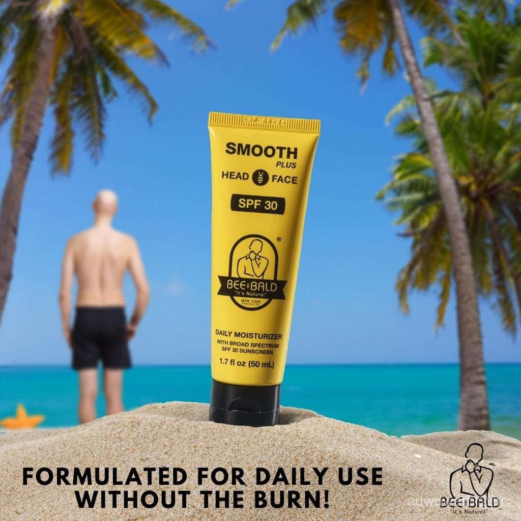 Bee Bald SMOOTH PLUS Hidratante para Cabeça e Rosto com Protetor Solar SPF 30, Protege a Pele dos Raios UVA/UVB Nocivos