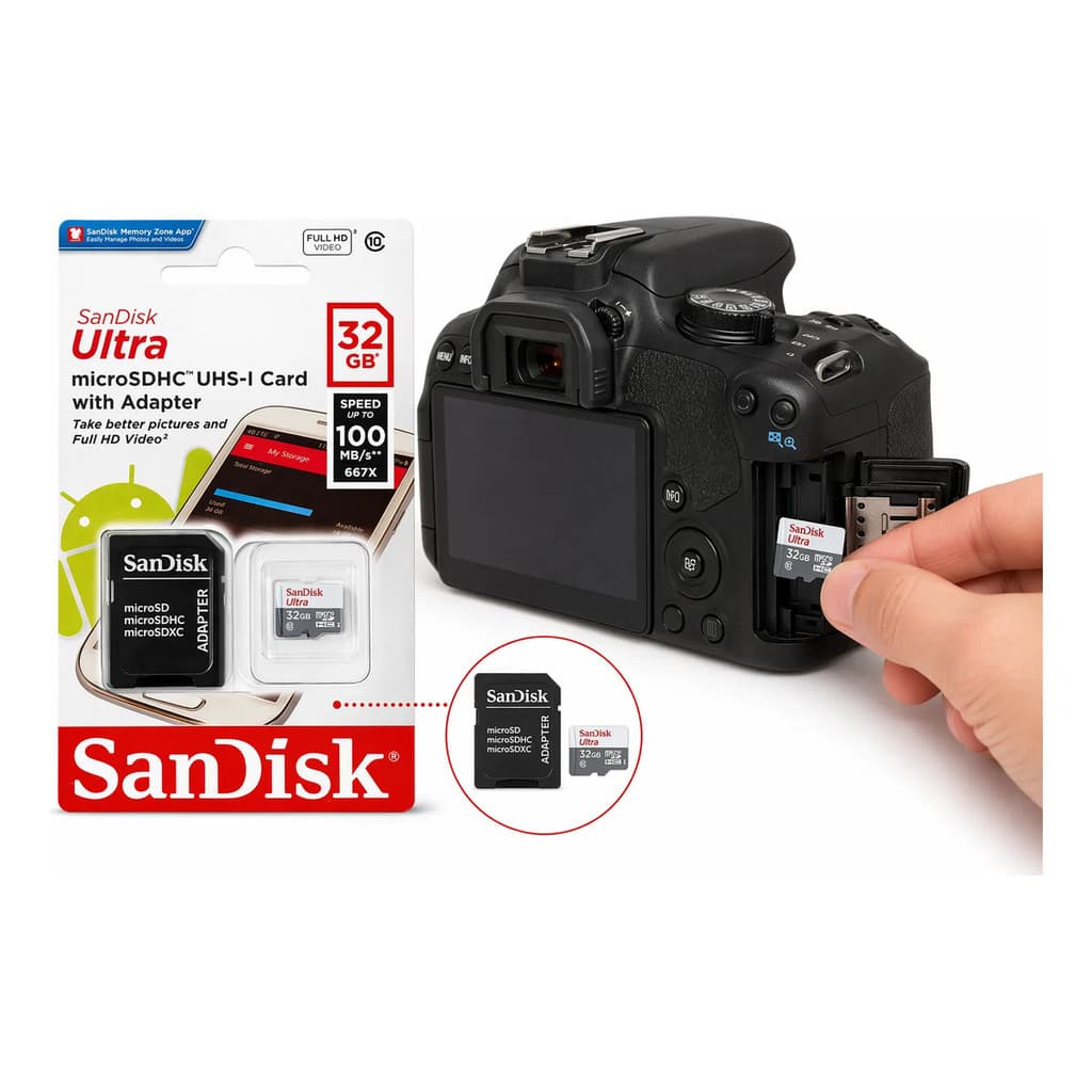 Cartão De Memória 32gb Sandisk Ultra 100mb/s Celular Câmeras