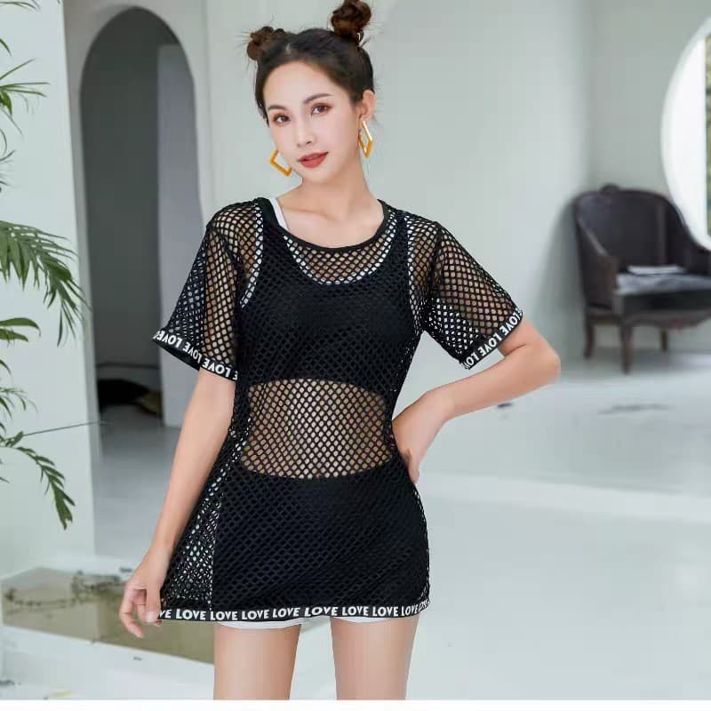 Maiô feminino, biquíni de duas peças com shorts boxer, saída de praia esportiva, conservador, modelador, disfarça a barr